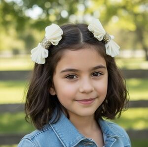 ✨🚨🚨🚨 Pair Of Cream Hair Bows For Girls.
